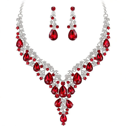 Factory Direct Sales of Cross-Border Popular Water Drop Necklace and Earrings Jewelry Sets, Wedding Dresses, Evening Wear, New Jewelry Accessories
