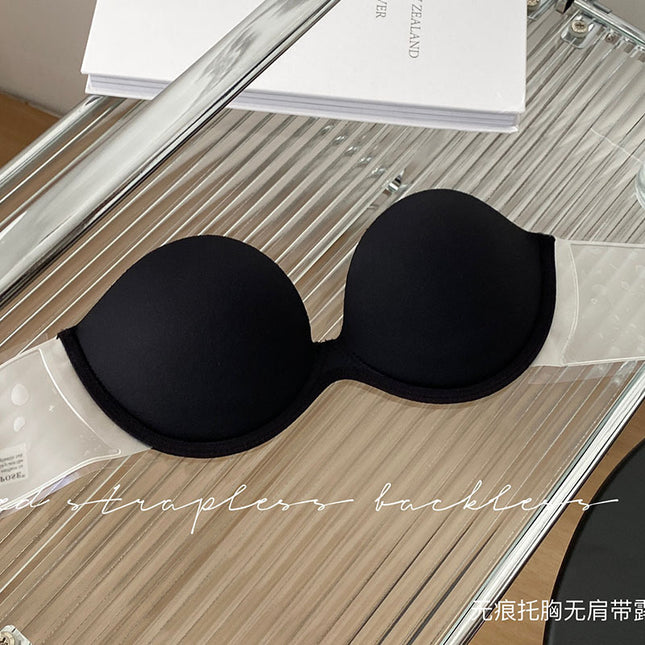 Cross-border Strapless Backless Invisible Silicone Underwear Women's Beautiful Back Seamless Non-slip Push-up Bra Wedding Dress Chest Sticker