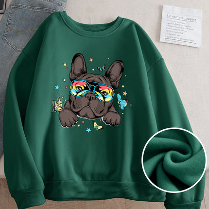 Wish Cross-Border Aliexpress Hot Selling Women's Clothing Amazon American Street Casual Dog Print Sweatshirt Bottoming Shirt