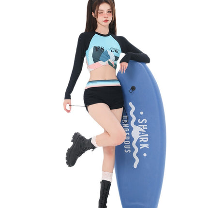 Swimsuit Women's Split Long-sleeved Student Hot Spring Swimsuit Sportswear Sun-proof Quick-drying Slight Fat Slimming Girls' Swimsuit