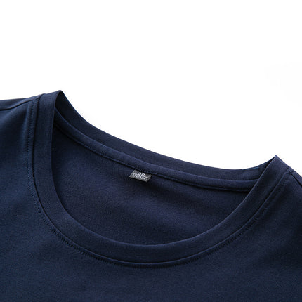 Famous Emperor Mouse Men's Summer New Middle-aged and Young Men's Pure Cotton T-shirt Round Neck Casual Striped Loose Short-sleeved T-shirt
