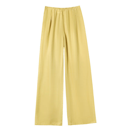 La Chapelle Cupro Wide-Leg Pants for Women, Summer Thin Dopamine Sun-Protective Cool Quick-Dry Casual Floor-Length Pants
