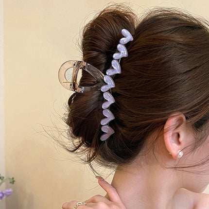 2025 New Style Hair Claw Clip for Women, Large Size for Thick Hair, Hairpin for the Back of the Head, Shark Clip, Versatile Heart-Shaped Hair Accessory