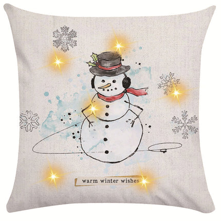 New Amazon Christmas decorative pillow cover snowman printed cushion cover LED pillow light cushion customization