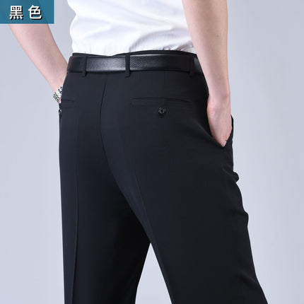 New Arrival Loose Dosing Trousers Men's Summer Thin Casual Straight Ice Silk Business Dad Suit Air Conditioning Trousers