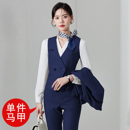 New Elegant Vest Pants Shirt suit Slim-fit Formalwear Fashion Commuting Light Luxury Professional Executive Front Desk Tooling