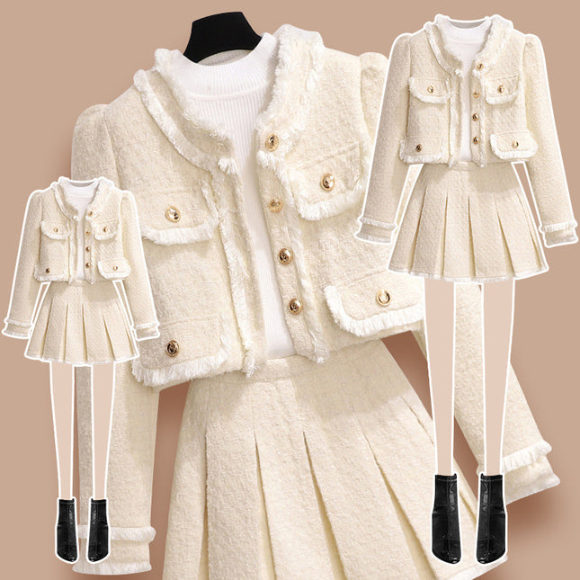 Small Chanel Style Dress Women's Autumn and Winter 2024 New Hot Style Elegant Small Style Small Dress Two-piece Set