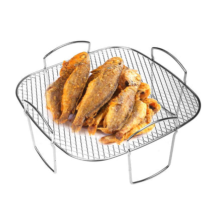 Special BBQ Grill for Air Fryer Toast Rack Steaming Rack 304 Stainless Steel Double Layer Skewers Rack