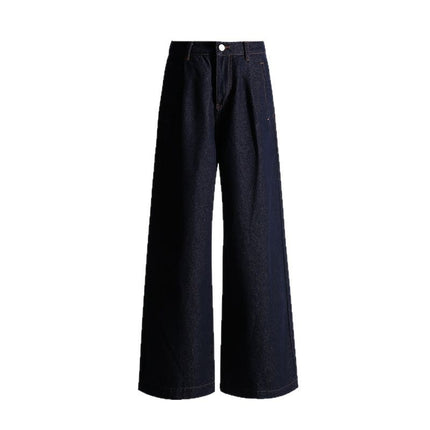 Spring and Autumn New American Style Retro Original Cow Color High Waist Wide Leg Pants Women's Loose Slimming All-match Dipped Fit Jeans