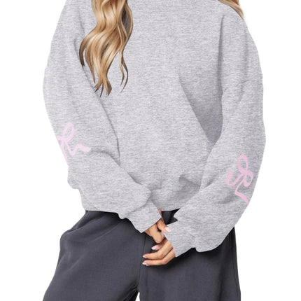 Europe and the United States cross-border pullover Wei hoodie bow autumn and winter round neck long sleeve sweater loose fleece-lined