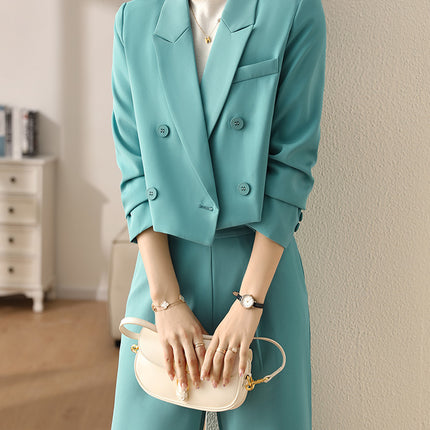 High-end White Small Suit suit Women's Autumn Small Business Wear Short Suit Casual Internet Celebrous Two-piece Set