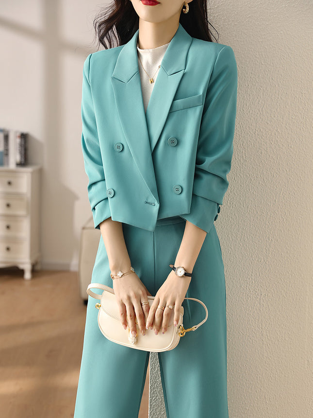 High-end White Small Suit suit Women's Autumn Small Business Wear Short Suit Casual Internet Celebrous Two-piece Set
