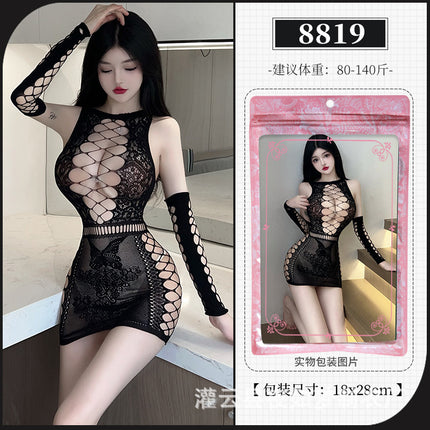 Black Stockings Sexy Couple Pajamas Sexy Suit Bed Teasing Intimates Emotional Fun Fun Exposing Emotions Qqny