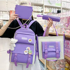 Purple four-piece set+badge*4+blush bear*1
