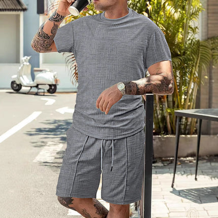 2025 Cross-Border American Muscle Sports Fitness Short-Sleeved Suit Men's Basketball Autumn Running Training Towel Cloth Stripess