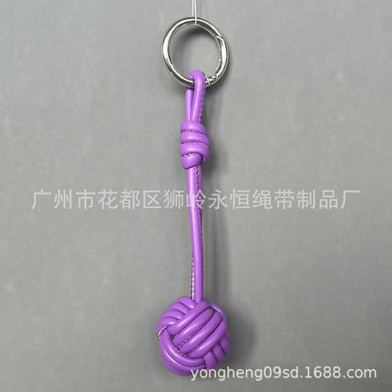 Car Keychain Bag Couple Exquisite Gift Soft Sheepskin Handmade Woven Tennis Ball Monkey Fist Hanging Bag