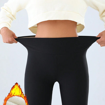 Customized Oem Cross-Border High-Quality Fashionable Black Leggings Fleece-Lined Autumn and Winter High-Elasticity Direct-Selling Thermal Pants