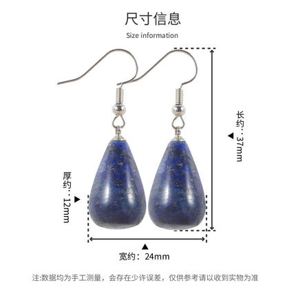 Tourism Memorial Natural Lapis Lapis Lapis Drop Earrings Jewelry European and American Fashion Casual Style Crystal Jewelry Earrings