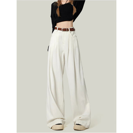 Slimming Sag White Wide Leg Jeans Women's 2025 Spring New High Waist Casual Loose All-match Mop Pants