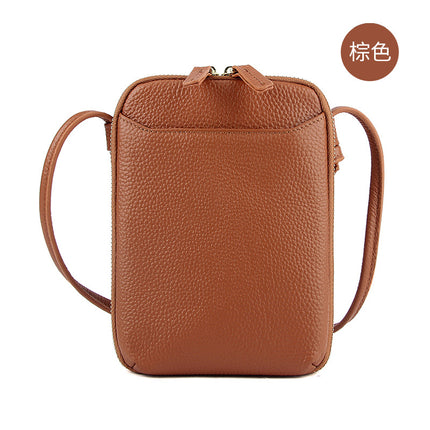 2023 new niche design simple genuine leather women's bag shoulder crossbody small bag mobile phone bag mini foreign trade bag for women