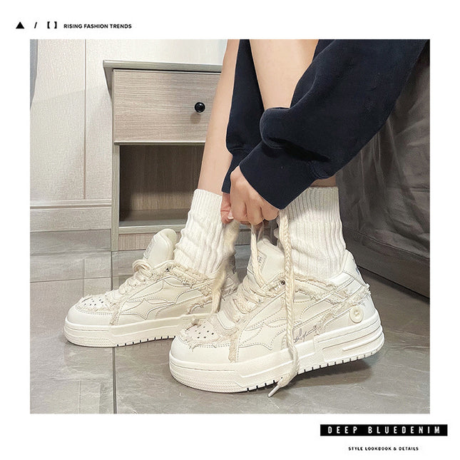 Guangzhou Shoes Destroyed Aesthetic Design Men's Shoes Men's Trendy Shoes White Sneakers Casual White Shoes Men's and Women's Couple Shoes
