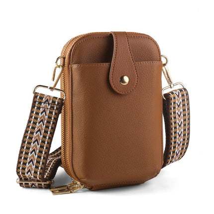Cross-border New Multi-layer Mobile Phone Bag Card Bag Ethnic Style Characteristic Ribbon PU Small Bag Casual All-match Crossbody Bag for Women