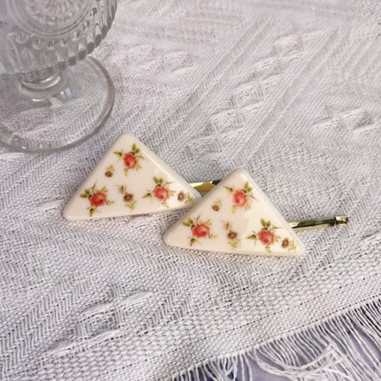 Ins Blogger Same Style Triangle Square Irregular Hairpin Spring and Summer Niche Retro All-match Flower Side Clip