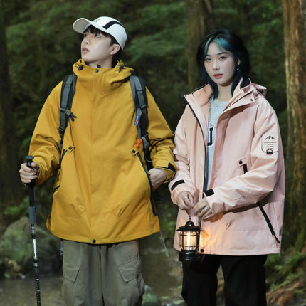 Autumn and Winter New Outdoor Couple Fashion Charge Clothes Men's Three-in-One Removable Inner Pad Warm Fleece fleece-lined Plus