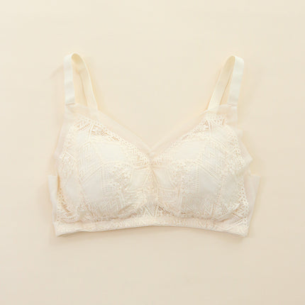 Fruit Love Silk plus size Underwear Without Steel Ring Mulberry Silk Sexy Lace Ultra-thin Women's Big Chest Small Bra