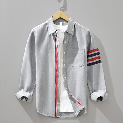 Hot Hot men's long sleeve shirt fashion retro color matching bar casual handsome shirt coat in stock wholesale