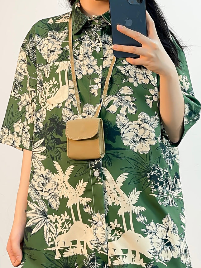 Cross-border Foreign Trade Summer American vintage Hong Kong Style vintage Short-sleeved Floral Shirt Female Niche Design Shirt