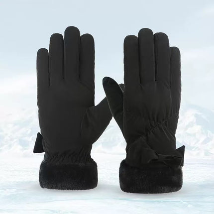 Winter Warm Women's Gloves, Touch Screen Compatible, Fleece-Lined, Thickened, Waterproof, Non-Slip, Cold-Resistant, Suitable for Cycling, Students, Skiing, Simple and Versatile