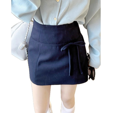 Bow A-Line Skirt for Women Spring 2025 New Age-Reducing High-Waist Design Niche Slimming Look Hip-Hugging Short Skirt