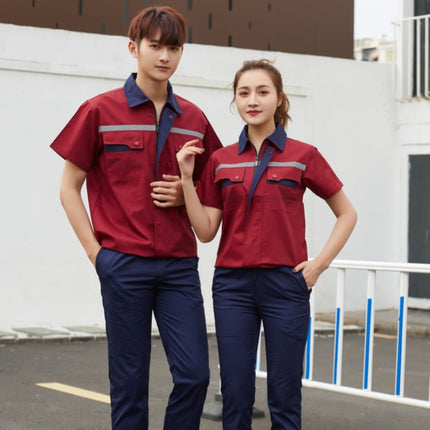 Polyester-Cotton Work Clothes, Summer Long and Short-Sleeved Suits, Work Uniforms, Labor Protection Clothing, Machine Repair Workshop Clothing, Wholesale Summer Professional Clothing