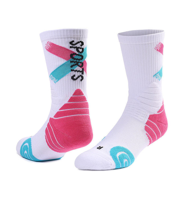 Summer Practical Professional Basketball Socks Towel Bottom Mid-tube Socks Badminton Socks Sweat Absorbing Running Training Sports Socks Men