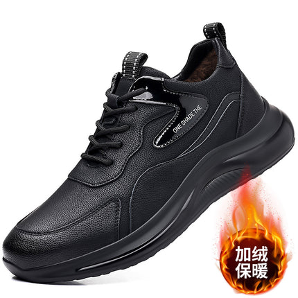 Autumn Men's Shoes, Sports Casual Shoes, Men's Thick-Soled Soft Leather Trendy Dad Shoes, Men's Lace-Up Leather Shoes, Men's One-Piece Dropshipping