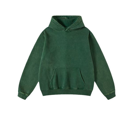 2026 Autumn/Winter Heavyweight Fleece-Lined Thickened European and American Retro Cross-Border Washed Sweatshirt Men's Trendy Sports Hoodie Men's Hooded Sweatshirt