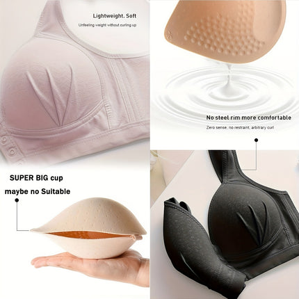 5Pcs Plus Size Seams Comfort Wires Push-Up Bra Set -