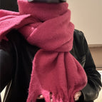 [rose red] # Solid color thickened scarf / 175cm or more