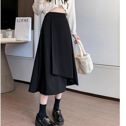 A- line Skirt Belly Covering Skirt Spring and Summer Ins New Commuter plus size chubby girl High Waist Slimming Irregular Pear-shaped Figure