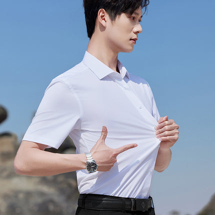 Blue Short-Sleeved Shirt for Women 4S Shop Work Clothes Professional Wear No-Iron Formal White Shirt Men and Women Same Style Business Workwear