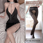 Premium black + black open socks / S