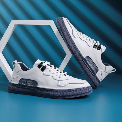 Men's shoes spring 2022 New genuine leather White shoes men's trendy all-Match sports casual leather shoes breathable board shoes