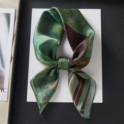 100% Mulberry Silk Silk Scarf 65x 65 Medium Square Scarf Women's Spring and Autumn Matching Shirt Neck Protection Scarf Decorative Thin