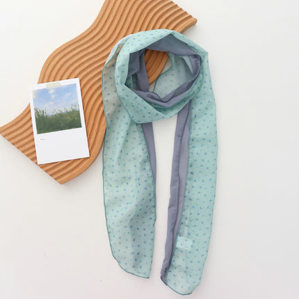 Korean Style New Mint Green Silk Scarf for Women Spring and Summer Thin Style High-End Korean Style Narrow Thin Scarf Scarf