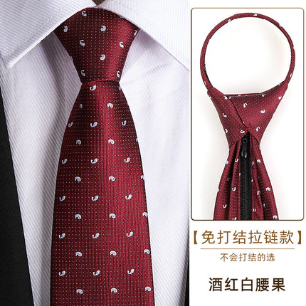 Dress Business Tie Men's and Women's Groom Wedding Black Zipper Korean Narrow No Lazy Striped Bow Tie Plaid