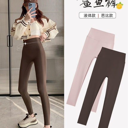 Women's Thin Summer High-Waisted Shark Leggings for Petite Figures, Cropped Slim-Fit Yoga Pants