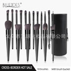 18 black wooden handles + brush barrel