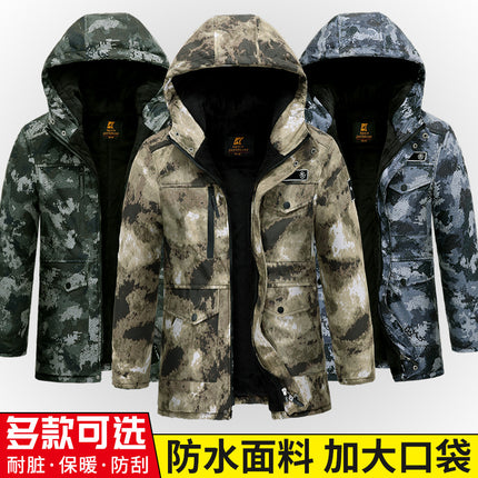 Thickened Camouflage Clothing, Fleece-Lined Cotton Coat, Warm, Cold-Proof, Windproof and Waterproof Cold Storage Labor Protection Clothing, Cotton-Padded Jacket, Cotton-Padded Work Clothes for Men