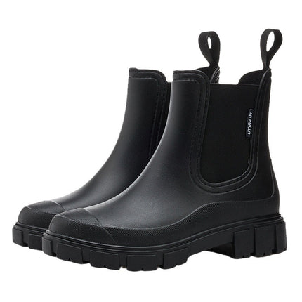 Cross-border fashion Chelsea rain shoes women's thick-soled waterproof elastic water shoes non-slip kitchen rubber shoes waterproof car wash shoes